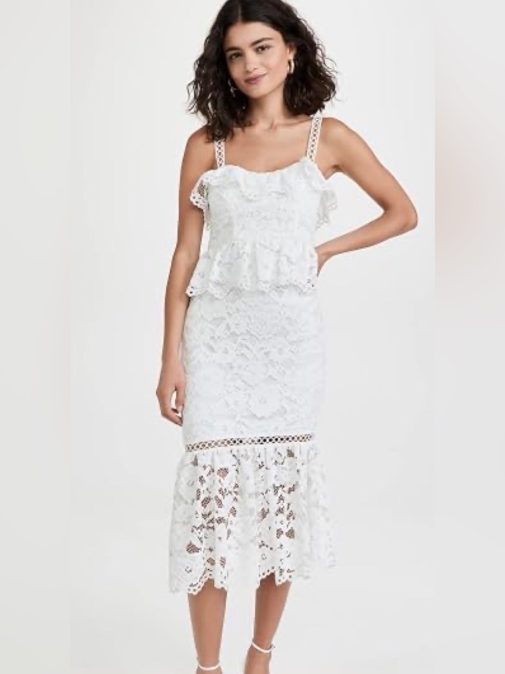 NWOT Likely White Leigh Lace Midi Dress